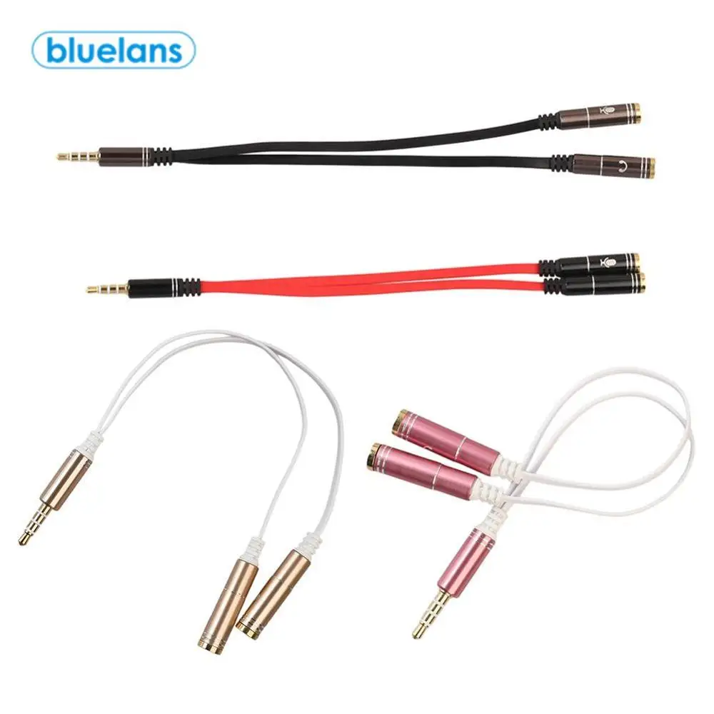 New Microphone TRRS Headphone Splitter 3.5mm Jack 4-Pole Male to Dual Female Headset Adapter Cable for iPhone Android | Компьютеры и