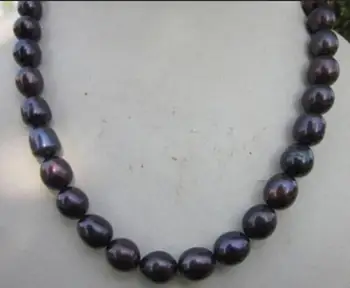 

Jewelry Pearl Necklace real charming natural 11-13mm tahitian black pearl necklace 18" gold clasp Free Shipping