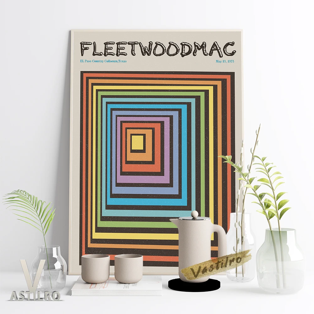 

Fleetwood Mac Rock Band Wall Stickers Music Singer Vintage Poster Visual Illusion Abstract Art Print Canvas Painting Home Decor