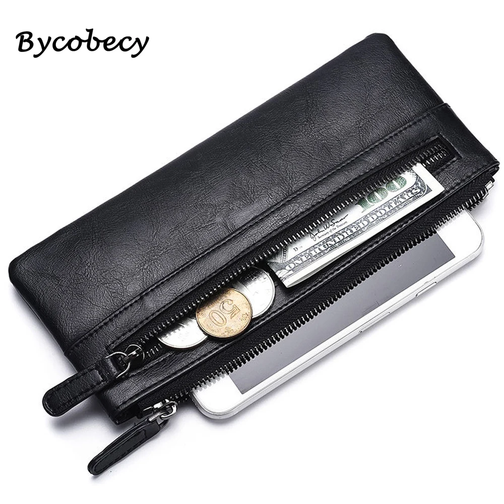 

Bycobecy Removable Purse Men's Wallet for Women Zipper Soft Case Mobile Phone Banknote Fashion Large Capacity Card Hloder Bags
