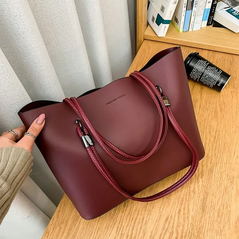 2021 new fashion PU leather lady tote bag large capacity multi-function handbag solid color all-match shoulder | Багаж и сумки