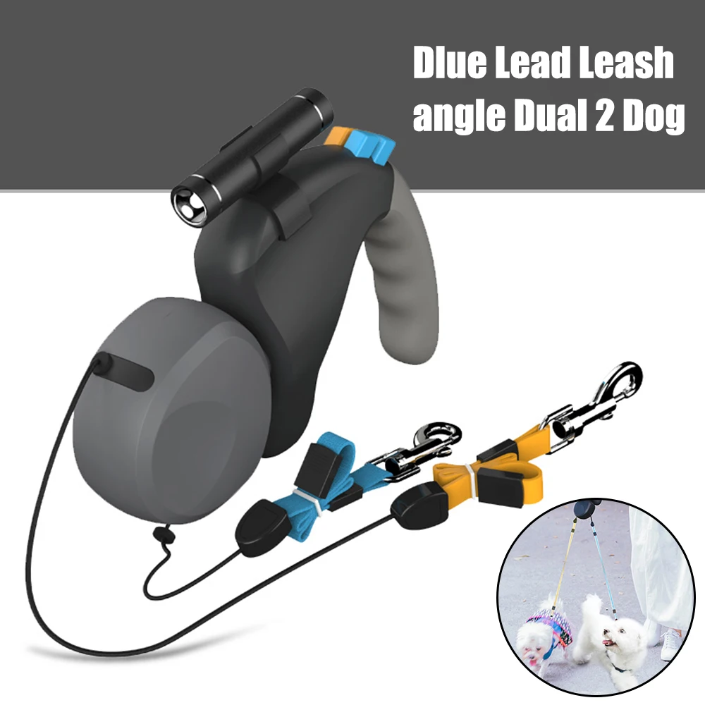 

Rotation Pet Rope for 2 Dogs Walking Pet Supplies Dual Dog Rope Leash Retractable with Light Double Pet Traction Rope Belt