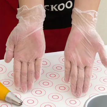 

100PCS Disposable Glove Dust-proof And Anti-bacterial PVC Gloves Protective Transparent Gloves Kitchen Disposable Gloves New HOT