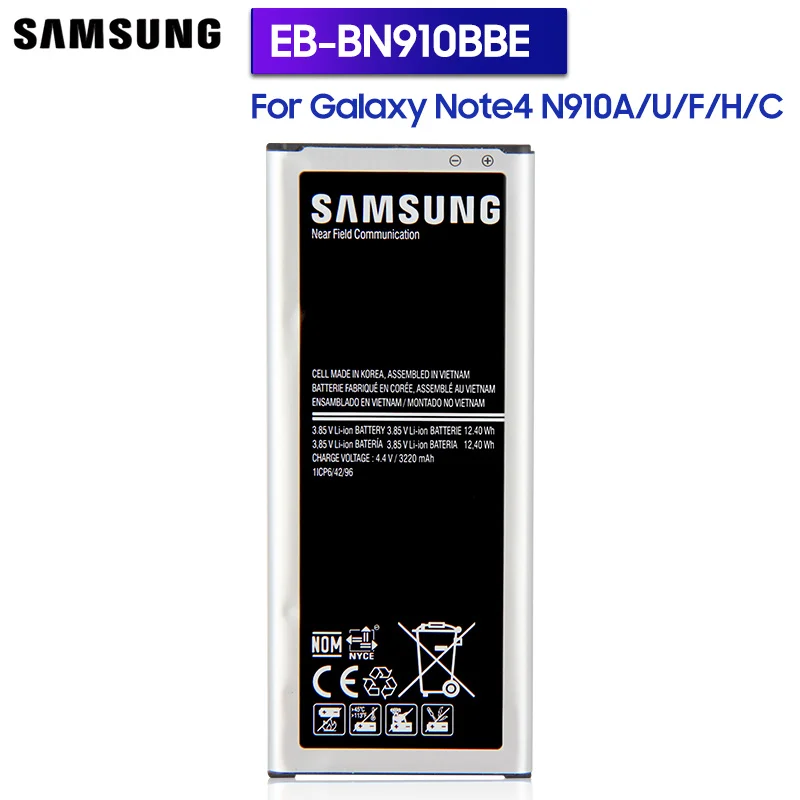 Samsung оригинальный аккумулятор EB BN910BBE BN910BBU для GALAXY NOTE4 N910F N910H N910V N910C N910a N910u NOTE 4