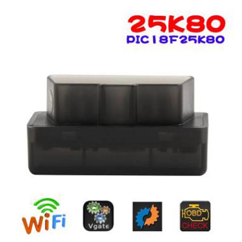 Черный Супер Мини elm327 wifi OBD2 V1.5 Elm 327 wifi Автомобильная диагностика obd-ii инструмент сканер Elm-327 PIC18F25K80 чип OBD 2 адаптер