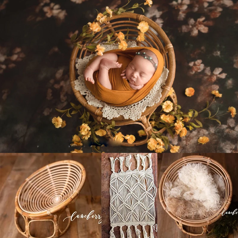 handmade-cadeira-vintage-para-bebe-recem-nascido-photo-shoot-posando-cama-rattan-basket-aderecos-fotografia-para-meninos-e-meninas