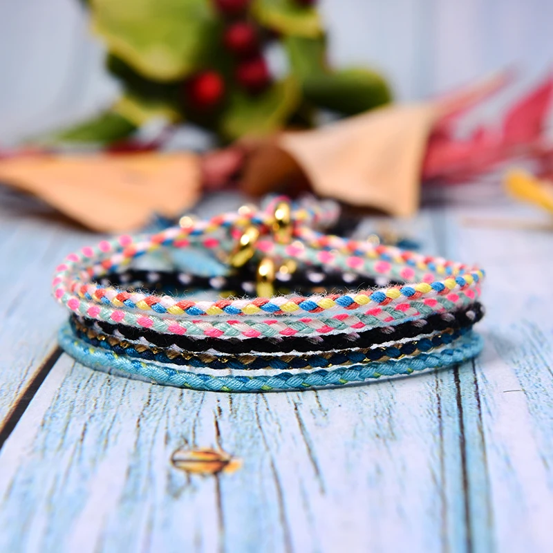 MOON GIRL 5Pcs Cotton Rope Friendship Bracelet for Women Fashion Boho Handmade Charm Wrap Pulseras Femme Armband Dropshipping