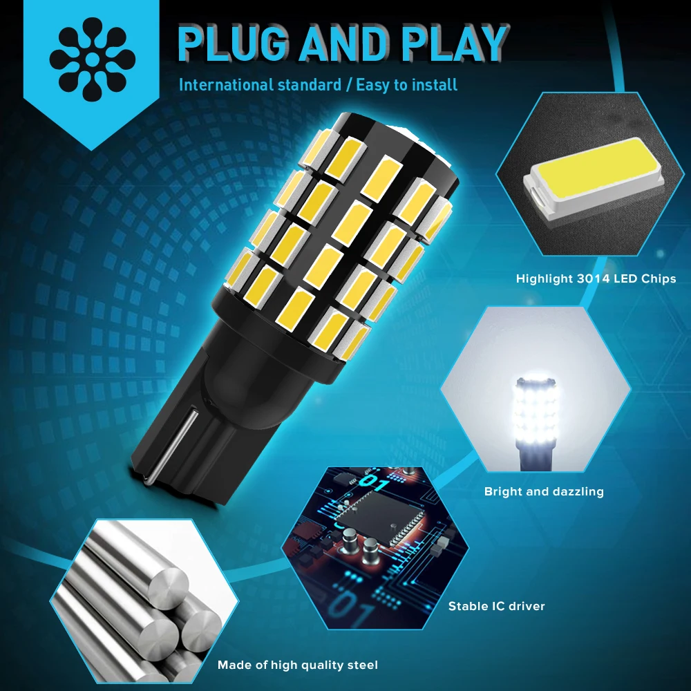 2x  W5W T10 194 168 LED Canbus ͽƮ Ʈ 54 SMD 3014 Ĩ  ڵ    ̵ Ʈ, W5W T10 2821 2825