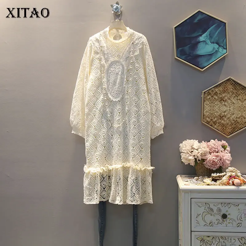XITAO Весна 2020 Новые вязаные крючком кружевные платья корейского стиля свободного