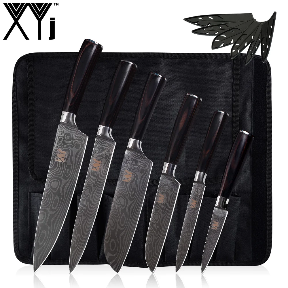 XYj, японский кухонный Кливер, кухонные ножи из нержавеющей стали, набор, твердость, Прочный острый инструмент для приготовления пищи, овощное мясо, рыба, поварской нож