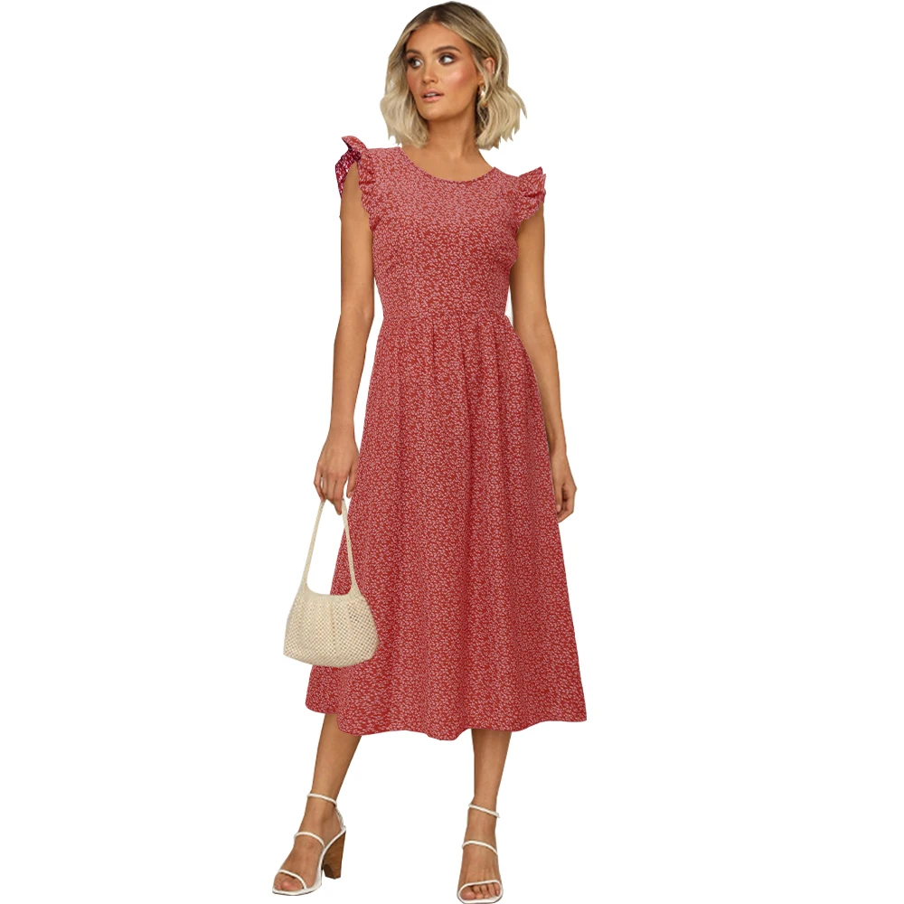 

2020 New Women Floral Printed Long Dress Ladies Summer Elegant Vintage Maxi Dresses Female Fashion Spring Boho Casual Vestidos