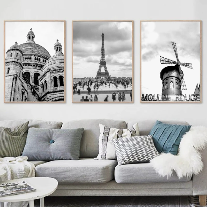Paris-Print-France-City-Landscape-Photography-Poster-Black-and-White-Wall-Pictures-Canvas-Painting-Home-Wall