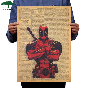 

DLKKLB Deadpool Movie Superhero Poster Vintage Kraft Paper Home Newspaper Decorative Painting Bar Cafe Wall Stickers