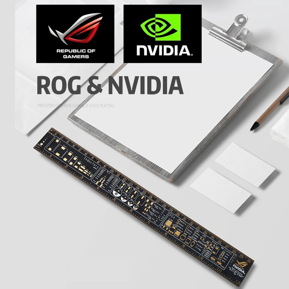 Ferramenta de Medição República dos Jogadores Nvidia Crença Régua Tubo 30cm Dourado Paiting fé Decoração Figura Personalizado Mod pc Refrigeração - Rog - Imagem 6