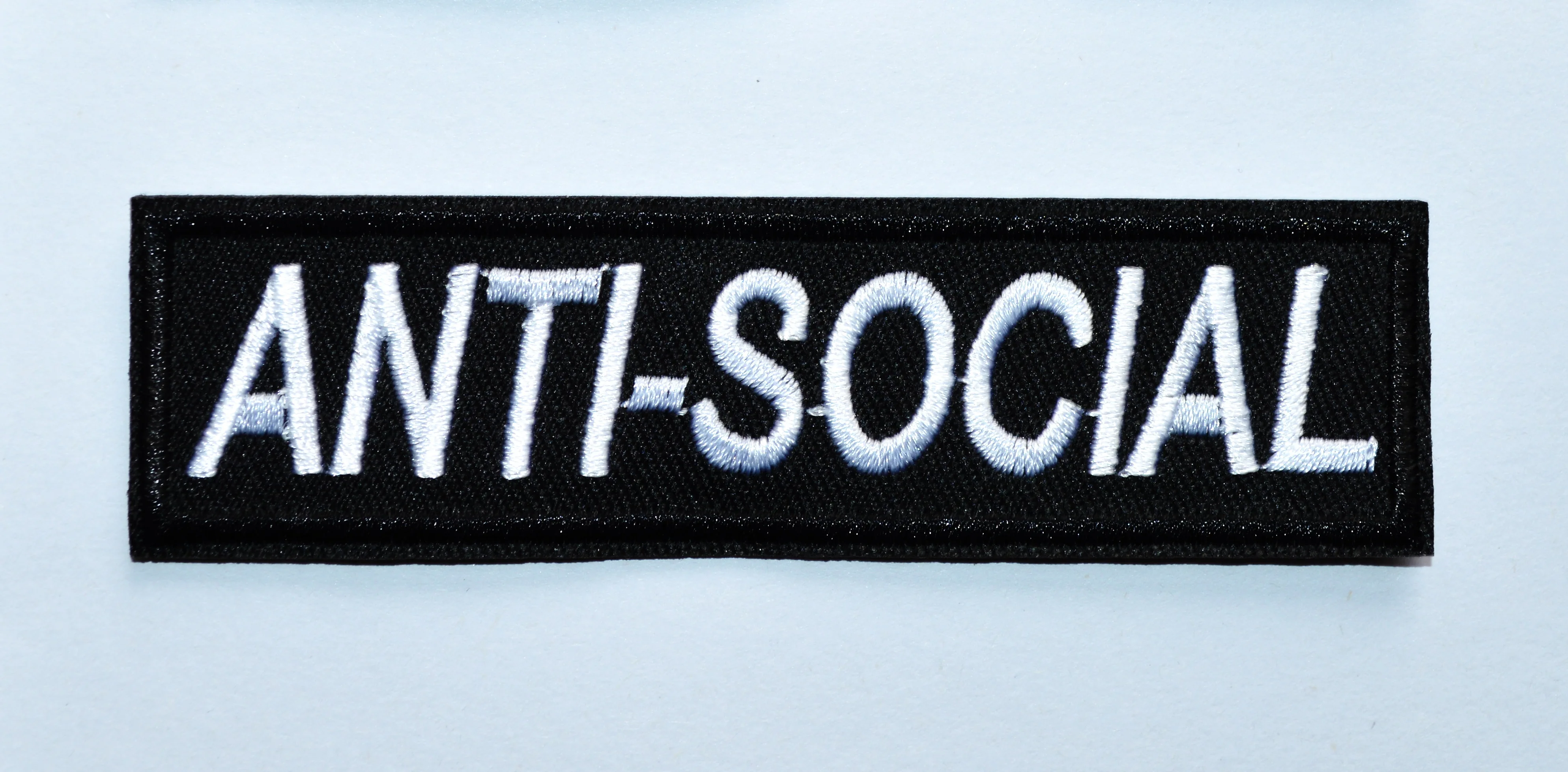 

(5 pcs) Anti-Social Punk Rock Band Embroidered Music Heavy Metal Logo Iron On Patch ( about 13 * 2.7 cm)