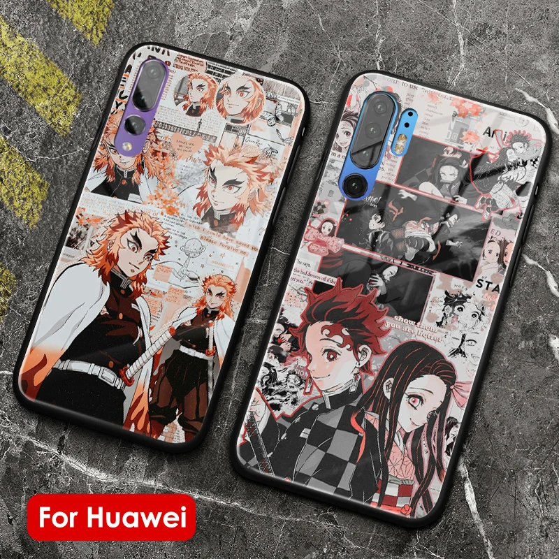 Мягкий силиконовый стеклянный чехол для телефона Kimetsu no Yaiba с коллажем Huawei Honor V Mate