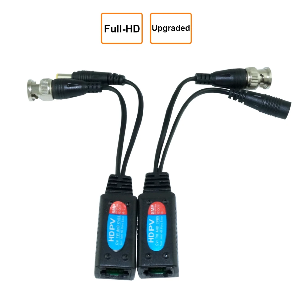 비디오 발룬 케이블, 8MP HD 변속기 트위스트 송신기 BNC-RJ45 어댑터 지지대, HDCVI TVI AHD 카메라, 4 쌍