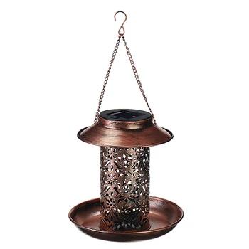

2 In 1 Pathway Auto On Off Anti Rust Street Lamp Solar Powered Hanging Outdoor Garden Waterproof Iron Bird Feeder Birdhouse