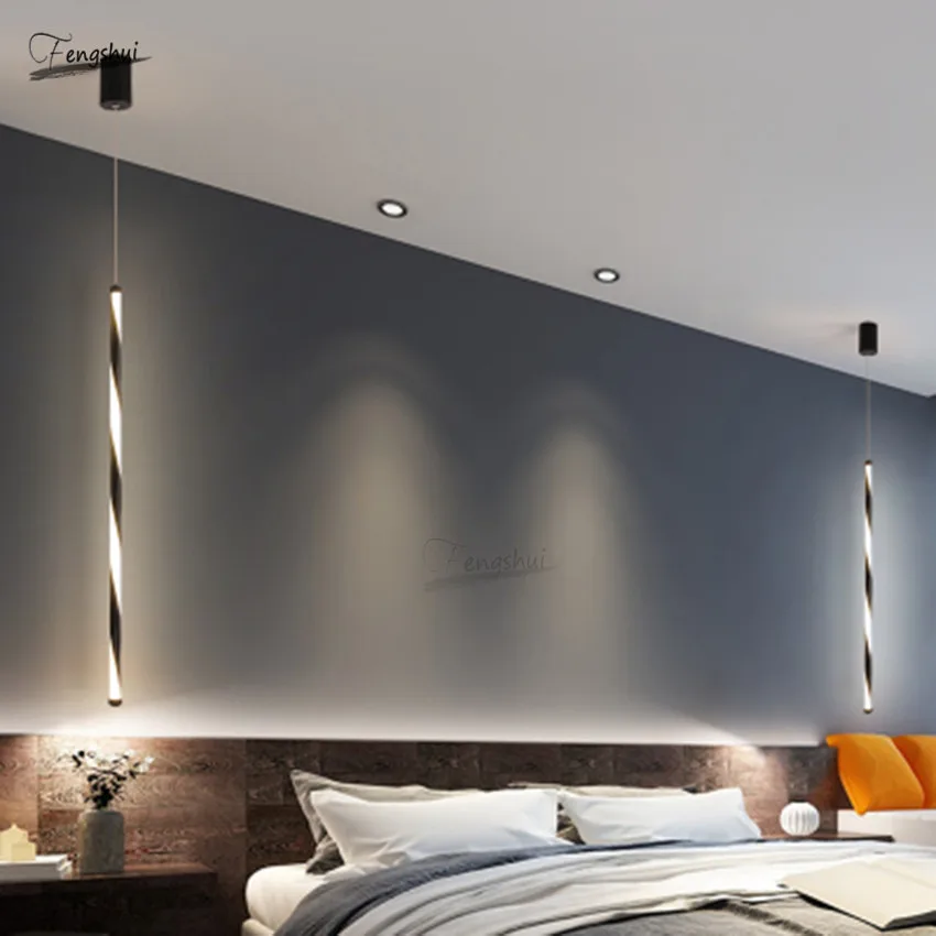 

Nordic Minimalist Lines Light Fixture Modern Design LED Cafe Loft Living Dining Room Hanging Lamp Study Bedroom Decor Luminaria