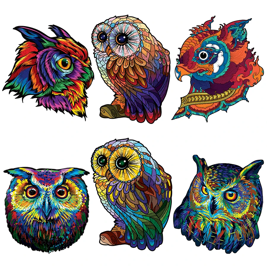 Wooden Puzzle Jigsaw Best Gift For Adults And Kids Unique Shape Pieces Charming Owl A3 A4 A5 | Игрушки и хобби