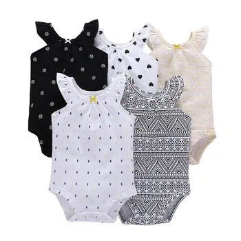 

Summer 5 PCS Sets kids baby clothes cotton sleeveless print toddler baby girl romper