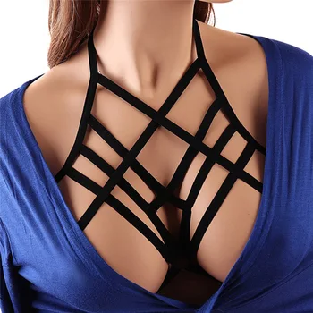 

Women Solid Harness Stretchy Bandage Straps Bra Everyday Bras Hollow Underwear -MX8
