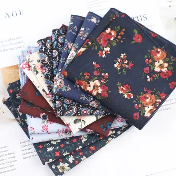 

1Pcs Cotton Floral Pattern Square Scarf Handkerchief Pocket Square Women and Men Wedding Supplies Wrap Head Square Scarf