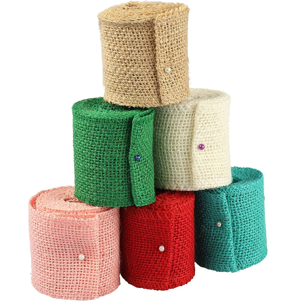 2 Meter bunte Jute-Sackleinen-Sackleinen-Rollen, farbiges Sackleinenband, natürliches DIY-Handwerk, Sackleinenband, Weihnachtsgeschenkverpackung – Detail 18