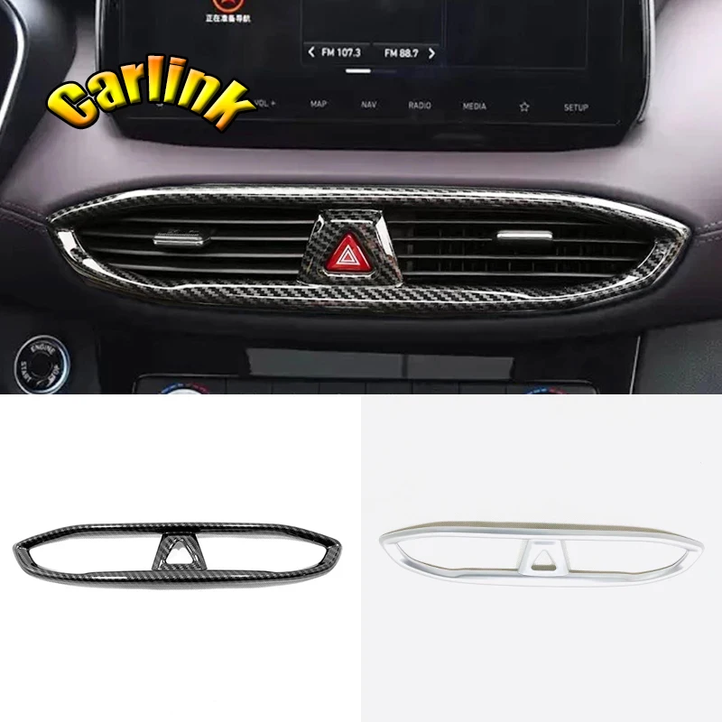 

For Hyundai Santa FE 2018 2019 2020 ABS Matte/Carbon Fibre Car middle Center Console A/C air outlet Cover trim Accessories 1pcs
