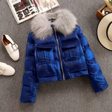 Зимнее модное женское пальто с длинным рукавом и воротником из искусственного меха, женское короткое пальто A2007