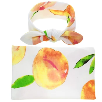 

US STOCK Kid Baby Girl Floral Blanket Headband Wrap Cloth Wrapping Swaddle Towel