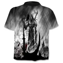 

Skull Pattern Men's Shirt, Round Neck Trendy T-shirt, Domineering And Loose, With The Same Pattern On The Front And Back.