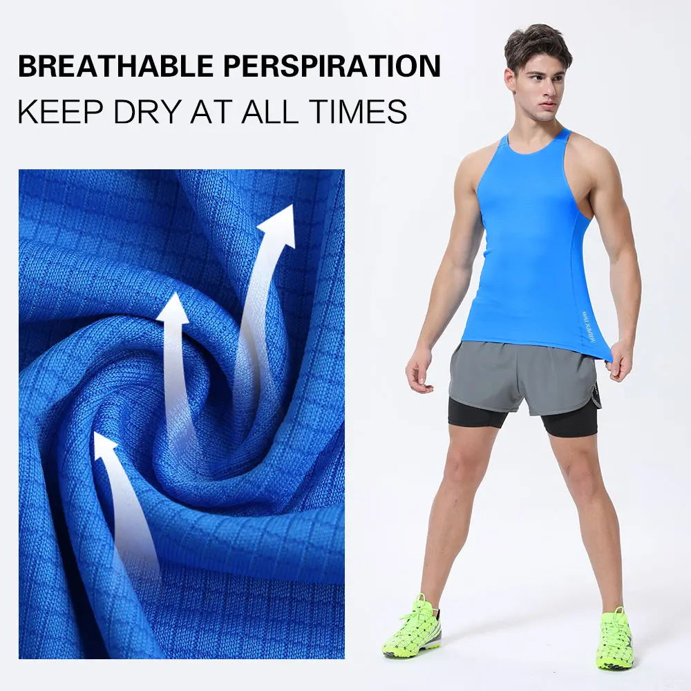 Men's Gym Tank Top Men's Fitness Clothes Bodybuilding Tank Tops Summer Breathable Running Vest Sleeveless Training Vest Shirts
