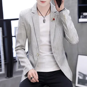 

2020 Men Solid Color Trend BLAZER Teenager Slim Fit Handsome Leisure BLAZER