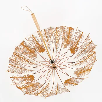 

16 Bone Clear Umbrella Retro Literary and Artistic Long Handle Wooden Umbrella Small Fresh Birch Windbreak Cute Umbrellas