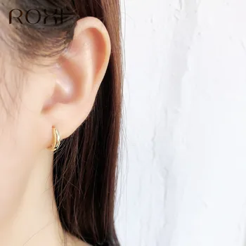 

ROXI Korean Simple Trendy 925 Sterling Silver Round Stud Earrings Smooth Surface Circle Earrings for Women Jewelry Brincos Hoop
