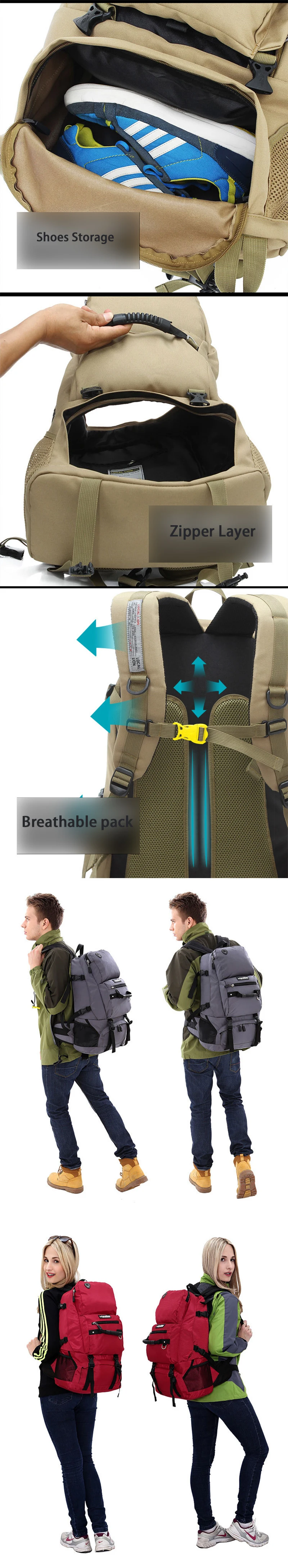 45L походный рюкзак, рюкзак для альпинизма, камуфляж, тактический военный рюкзак, туристический рюкзак для путешествий, лыжный рюкзак