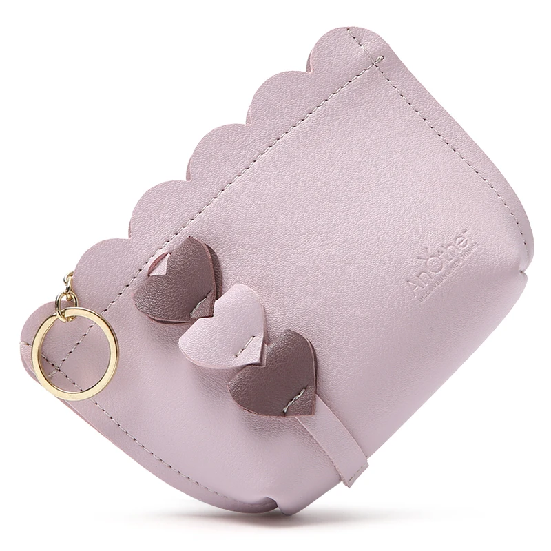 Модный женский короткий кошелек для монет, маленький мини кошелек для мелочи, кошелек для карт, сумка для денег, брелок для ключей, подарок для жены - Color: purple