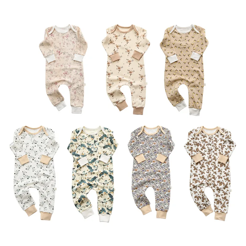 0-24M Newborn Kid Baby Boys Girls Clothes Long Sleeve Print Floral Romper Cute Sweet Stretch Cotton Jumpsuit New born Outfit