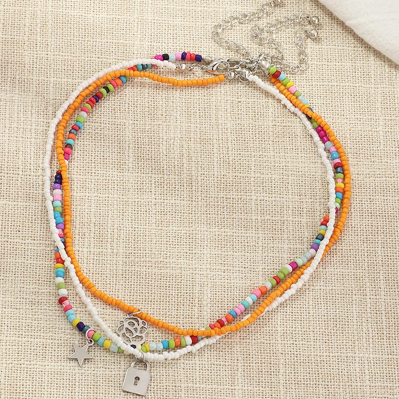 Meetvii New Bohemian Colorful Seed Bead Flower Choker Necklace Statement Short Collar Clavicle Chain Necklace for Women Jewelry - Image 2