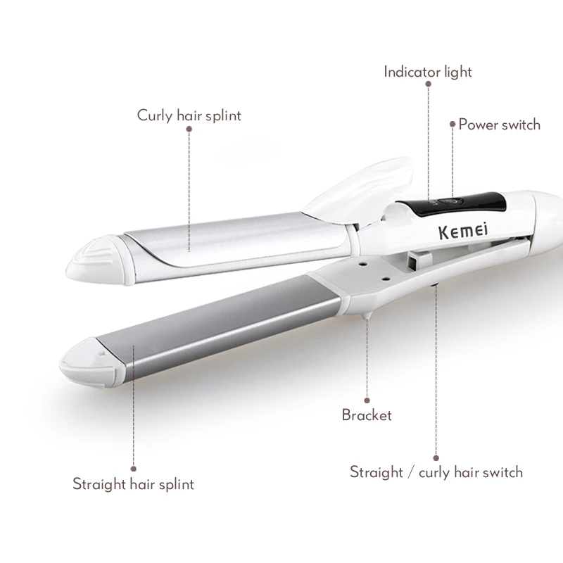 Kemei Выпрямитель для волос профессиональные бигуди 2 в 1 керамические щипцы для завивки выпрямления волос бытовые инструменты для укладки волос Электрические волосы 38D