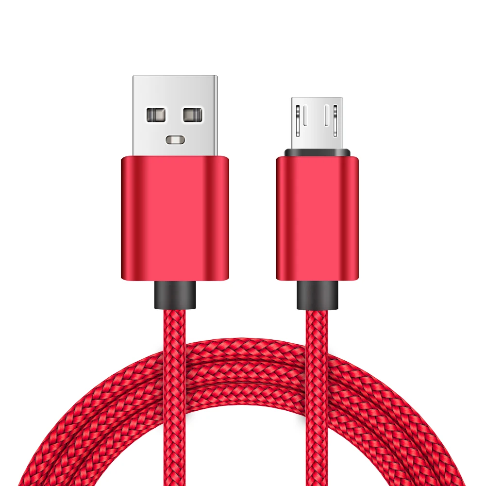 Red Дата-кабель Micro USB кабель нейлоновый плетеный кабель для быстрой зарядки передачи и Зарядное устройство для передачи данных Шнур Совместимость со всеми устройствами на базе Android кабель для синхронизации данных и зарядки 1/2/3 м - Цвет: Red