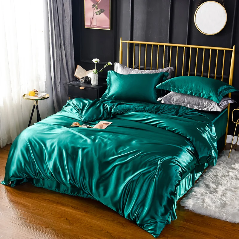 Luxury Bedding Sets Duvet Cover Flat Fitted Sheet Twin Full Queen King Size 3PCS/4pcs/6pcs Black 100%golden