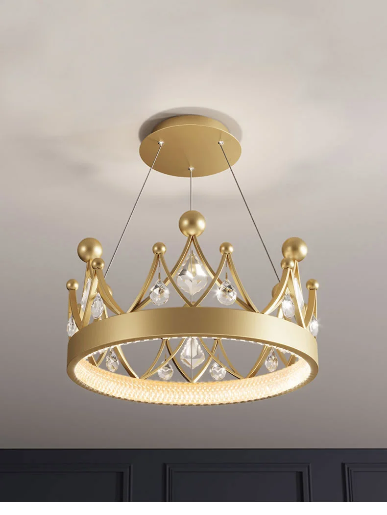 Simple bedroom lamp children's room living room light luxury crown crystal chandelier chandelier light