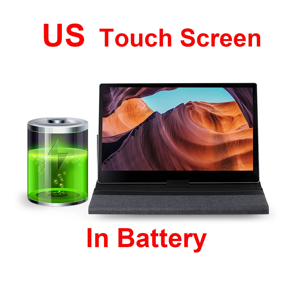 Портативный монитор 15,6 ''светодиодный 4K ips экран расширения для переключателя/PS4/xbox ONE/ПК/ноутбука(с сенсорным экраном EU Plug - Цвет: US touch battery