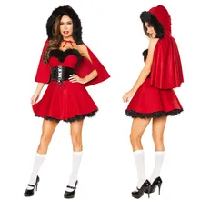 Женский Рождественский костюм Санта-Клауса, маскарадный костюм для взрослых, Красная Шапочка, нарядное платье, сексуальная форма для рождественской вечеринки