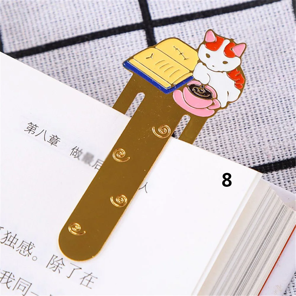 8 Милые коты книга для чтения металлическая Закладка мультфильм закладки с животными подарок канцелярские товары пленка Закладка школьные принадлежности - Цвет: 8