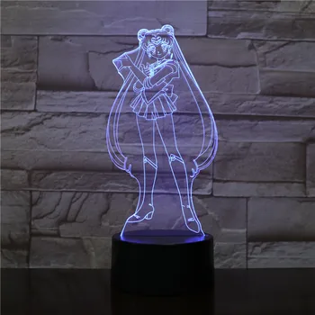 

Novelty Table Lamp Animation Character Sailor Moon 3D LED Visual 7 Lighting Fixture USB Creative Sleep Night Light Children Gift