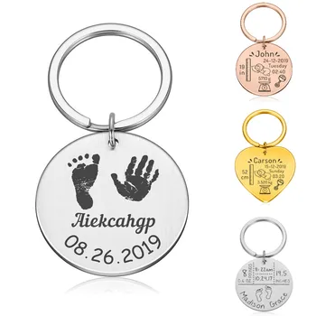 

Personalized Baby Stats Keychain Name Weight Time Height for Newborn Commemorate Birthday Stats Romper Keyring New Mom Gift