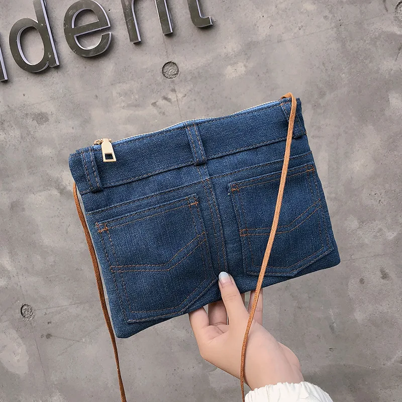

Harajuku Retro Small Bag Women's Mini Shoulder Bag Washing Denim GIRL'S Square Sling Bag Cool Earth Electronic Music Disco Danci